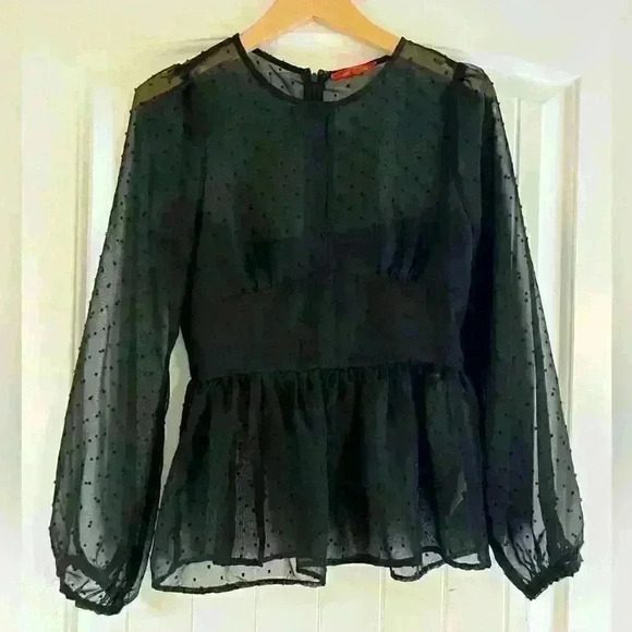C&V black blouse with polka dots - Picture 1 of 3